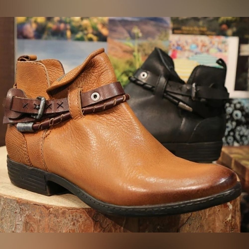 OTBT Low Rider Butterscotch Tan‎ Burnished Leather Strappy Ankle Boots Booties